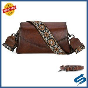 Genuine Leather Crossbody Bag with Adjustable Straps, Multiple Pockets